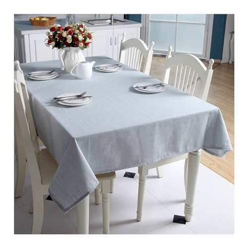 Lieson Rechteckige Tischdecken 140x250 cm, Baumwolle Leinen Tischwäsche Abwaschbar Einfache Einfarbig Tischdecke für Küche Esstisch Dekoration, Hellblau von Lieson