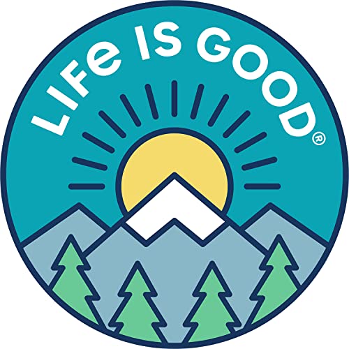 Life is Good. Circle Sticker Lig Mountain Sun, Island Blue Life is Good. Circle Sticker Lig Mountain Sun, Island Blue von Life Is Good