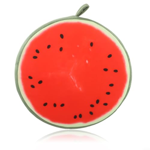 LifenaviStore Gartenstuhl-Abdeckung, Bodenkissen mit Plüschstoff und einzigartiger Obstform-Dekoration, für Sofa, Bett, Boden, mit bequemer Schaumstoff-Innenseite (Wassermelone) von LifenaviStore