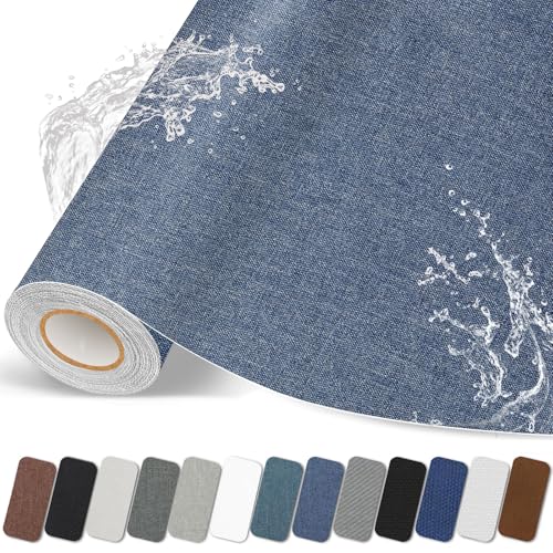 Lifenion Stoffreparaturflicken, selbstklebendes Leinen-Reparaturband, stark klebriger Leinenflicken für Sofas, Tragetaschen, Kleidung, Autositze, Möbel (Dunkelblau, 8,9 x 200,1 cm) von Lifenion