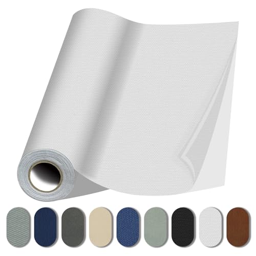 Lifeshoon Stoffreparaturflicken, 43,2 x 397,2 cm, selbstklebende Stoffflicken, Klebeband, langlebig, DIY große Leinwand-Reparatur für Sofa, Couch, Möbel, Stuhl, Kleidung (43,2 x 397,2 cm, weiß) von Lifeshoon