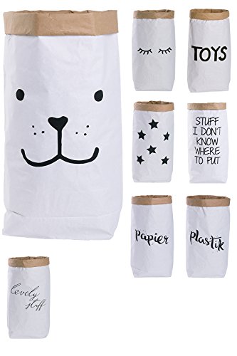 Lifestyle Lover Papiersack Paper Bag rund Kraftpapier Beutel Braun Weiß 'Bär' von Lifestyle Lover