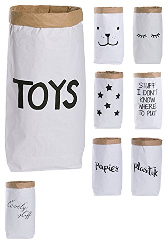 Lifestyle Lover Papiersack Paper Bag rund Kraftpapier Beutel Braun Weiß 'Toys' von Lifestyle Lover