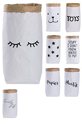 Lifestyle Lover Papiersack Paper Bag rund Kraftpapier Beutel Braun Weiß 'Wimpern' von Lifestyle Lover