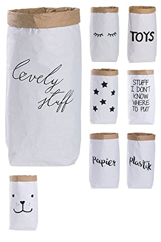 Lifestyle Lover Papiersack Paper Bag rund Kraftpapier Beutel Papiertüte Braun Weiß 'Lovely Stuff' von Lifestyle Lover