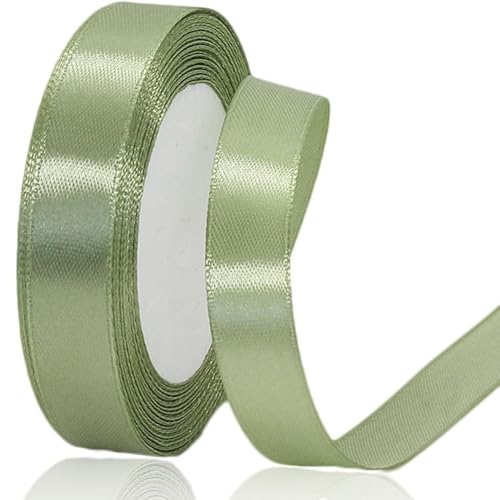 Salbeigrünes Satinband, dünne Geschenkbänder, 1,6 cm x 22,7 m, Salbeigrün für Bastelarbeiten, Geschenkverpackungen, Hochzeitsdekoration, Blumenstrauß, DIY-Kuchendekoration von Lifetastic