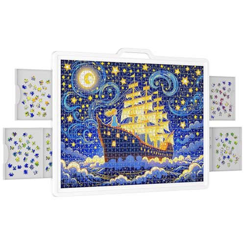 Lifewit 1500 Teile Drehbares Puzzlebrett mit 4 Schubladen, Kippwinkel Puzzleplatte, Tragbarer Puzzletisch mit Tragegriff, 89 x 68,5 cm, Staffelei Puzzle für Kinder und Erwachsene Lifewit 1500 Teile Drehbares Puzzlebrett mit 4 Schubladen, Kippwinkel Puzzleplatte, Tragbarer Puzzletisch mit Tragegriff, 89 x 68,5 cm, Staffelei Puzzle für Kinder und Erwachsene von Lifewit