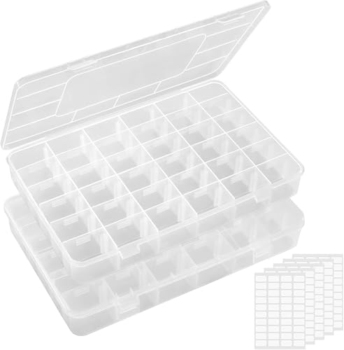 Lifewit 2er-Pack 36 Fächer, durchsichtige, stapelbare Aufbewahrungsboxen aus Kunststoff mit verstellbaren Trennwänden für Perlen, Kunsthandwerk, Schmuck, Angelzubehör mit 5 Bogen Etikettenaufklebern Lifewit 2er-Pack 36 Fächer, durchsichtige, stapelbare Aufbewahrungsboxen aus Kunststoff mit verstellbaren Trennwänden für Perlen, Kunsthandwerk, Schmuck, Angelzubehör mit 5 Bogen Etikettenaufklebern von Lifewit