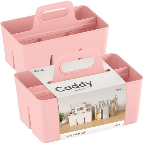 Lifewit Kunststoff Aufbewahrungsbox Korb Organizer mit Griff, Sortierboxen für Stifte Kinder/Toilettenartikeln Kosmetik im Badezimmer/Schrank Unterschiedliche Küche, Pink,2 Stück von Lifewit