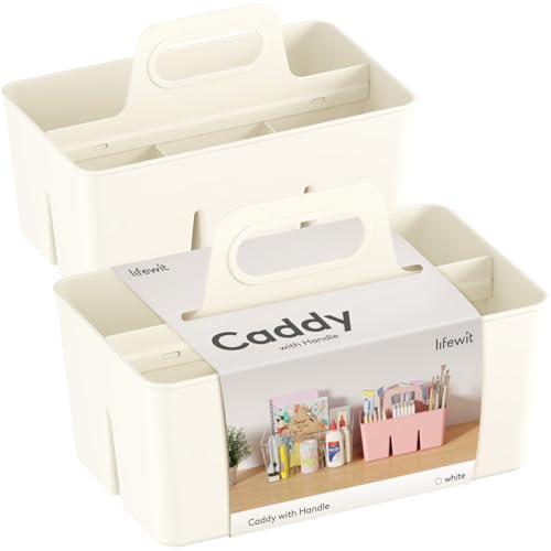 Lifewit Kunststoff Aufbewahrungsbox Korb Organizer mit Griff, Sortierboxen für Stifte Kinder/Toilettenartikeln Kosmetik im Badezimmer/Schrank Unterschiedliche Küche, Weiß, 2 Stück von Lifewit