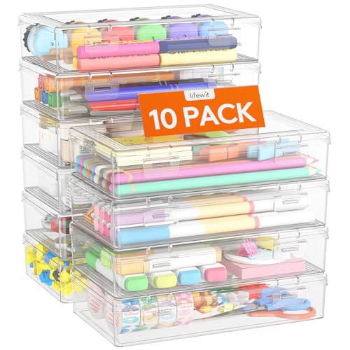 Lifewit Stiftebox mit Snap-Dicht Deckel, Hochwertiges Kunststoff Bürobedarf Organizer, Aufbewahrungsbox für Schreibwaren/Art Supply/Kosmetika/Werkzeugteile/Craft, Durchsichtige, 1L, 10 Pack Lifewit Stiftebox mit Snap-Dicht Deckel, Hochwertiges Kunststoff Bürobedarf Organizer, Aufbewahrungsbox für Schreibwaren/Art Supply/Kosmetika/Werkzeugteile/Craft, Durchsichtige, 1L, 10 Pack von Lifewit