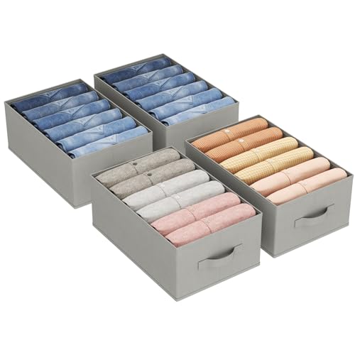 Lifewit Schrank Aufbewahrungsbox Kleidung, Jeans Ordner für Kleiderschrank mit Trennplatte, 6 Fächer, Faltbare Schrank Sortierbox 42 x 27 x 17cm für Hosen, T-Shirts, Pullover, Leggings, 4er Set Lifewit Schrank Aufbewahrungsbox Kleidung, Jeans Ordner für Kleiderschrank mit Trennplatte, 6 Fächer, Faltbare Schrank Sortierbox 42 x 27 x 17cm für Hosen, T-Shirts, Pullover, Leggings, 4er Set von Lifewit