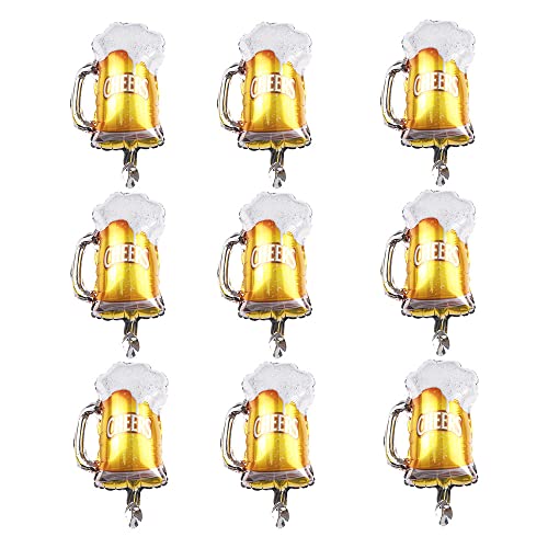 Lifreer 9 Stück Oktoberfest Folienballons, Folienballon Bierflasche Oktoberfest Deko, Bier Goldstern Heliumballon zur Dekoration Oktoberfest Party von Lifreer