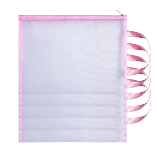 Lifup 5 Stück A4 Dokumententasche Mesh Aufbewahrungstasche für Kleine Gegenstände, Reißverschlusstasche für Bürobedarf, Dokumente, Papier, Reisen Rosa von Lifup