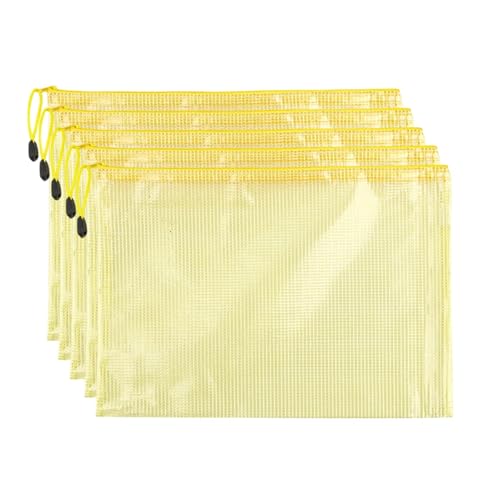 Lifup 5 Stück A4 Dokumententaschen mit Reißverschluss, Wasserdichte Kunststoff Reißverschlusstasche für Bürobedarf, Dokumente, Papier, Reisen Gelb Lifup 5 Stück A4 Dokumententaschen mit Reißverschluss, Wasserdichte Kunststoff Reißverschlusstasche für Bürobedarf, Dokumente, Papier, Reisen Gelb von Lifup