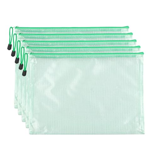 Lifup 5 Stück A4 Dokumententaschen mit Reißverschluss, Wasserdichte Kunststoff Reißverschlusstasche für Bürobedarf, Dokumente, Papier, Reisen Grün Lifup 5 Stück A4 Dokumententaschen mit Reißverschluss, Wasserdichte Kunststoff Reißverschlusstasche für Bürobedarf, Dokumente, Papier, Reisen Grün von Lifup