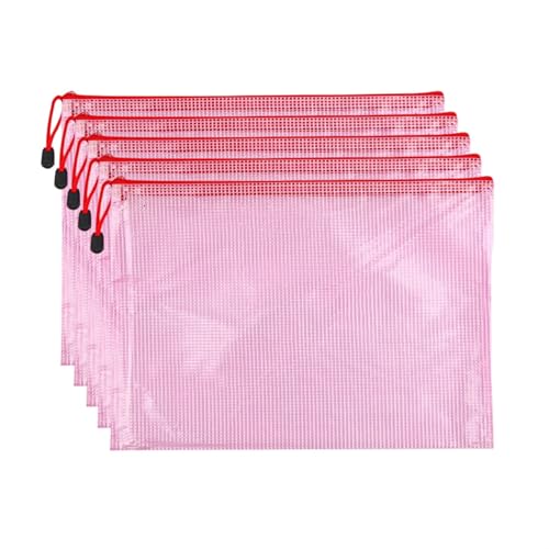 Lifup 5 Stück A4 Dokumententaschen mit Reißverschluss, Wasserdichte Kunststoff Reißverschlusstasche für Bürobedarf, Dokumente, Papier, Reisen Rosa Lifup 5 Stück A4 Dokumententaschen mit Reißverschluss, Wasserdichte Kunststoff Reißverschlusstasche für Bürobedarf, Dokumente, Papier, Reisen Rosa von Lifup