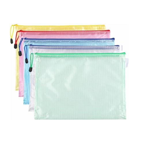 Lifup 5 Stück A4 Dokumententaschen mit Reißverschluss, Wasserdichte Kunststoff Reißverschlusstasche für Bürobedarf, Dokumente, Papier, Reisen mehrfarbig Lifup 5 Stück A4 Dokumententaschen mit Reißverschluss, Wasserdichte Kunststoff Reißverschlusstasche für Bürobedarf, Dokumente, Papier, Reisen mehrfarbig von Lifup