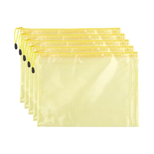 Lifup 5 Stück A5 Dokumententaschen mit Reißverschluss, Wasserdichte Kunststoff Reißverschlusstasche für Bürobedarf, Dokumente, Papier, Reisen Gelb Lifup 5 Stück A5 Dokumententaschen mit Reißverschluss, Wasserdichte Kunststoff Reißverschlusstasche für Bürobedarf, Dokumente, Papier, Reisen Gelb von Lifup