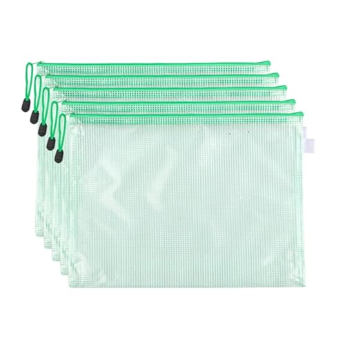 Lifup 5 Stück A5 Dokumententaschen mit Reißverschluss, Wasserdichte Kunststoff Reißverschlusstasche für Bürobedarf, Dokumente, Papier, Reisen Grün Lifup 5 Stück A5 Dokumententaschen mit Reißverschluss, Wasserdichte Kunststoff Reißverschlusstasche für Bürobedarf, Dokumente, Papier, Reisen Grün von Lifup