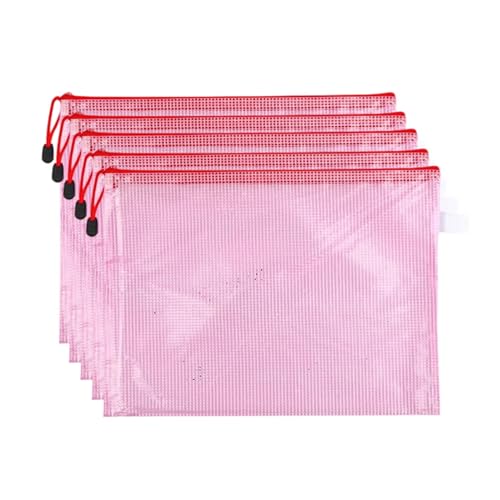 Lifup 5 Stück A5 Dokumententaschen mit Reißverschluss, Wasserdichte Kunststoff Reißverschlusstasche für Bürobedarf, Dokumente, Papier, Reisen Rosa Lifup 5 Stück A5 Dokumententaschen mit Reißverschluss, Wasserdichte Kunststoff Reißverschlusstasche für Bürobedarf, Dokumente, Papier, Reisen Rosa von Lifup