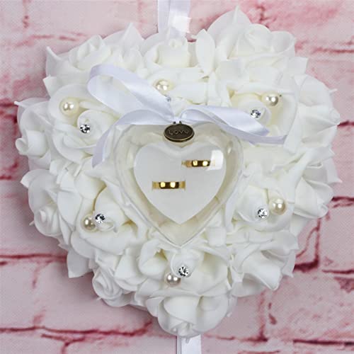 Lifup Weiß Herz Ringkissen für Trauung Hochzeitsringkissen 23.26 x 30.98 cm Herzform Schaumblume Schaumstoff Hochzeit Gastgeschenk von Lifup