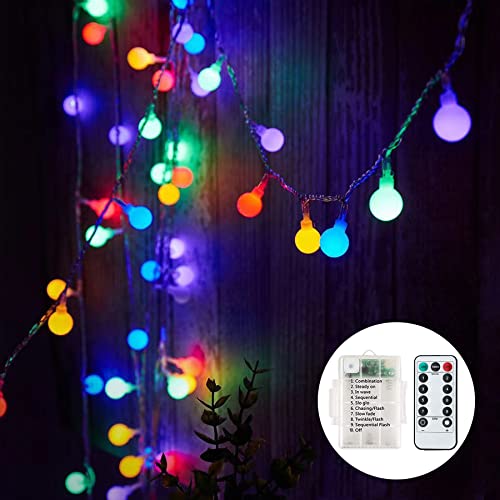Ligarko Lichterkette Batterie, 7M 60 LED Globe Lichterkette mit 8 Beleuchtungsmodi, Lichterkette Batterie Wasserdicht für Indoor, Outdoor, Weihnachten (Mehrfarbig) von Ligarko