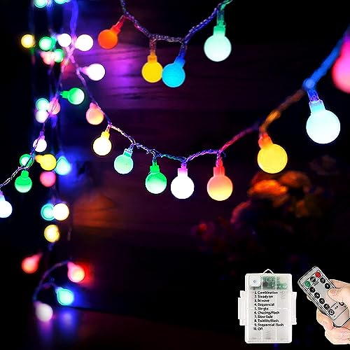 Lichterkette Batterie Außen/Innen, 40LED 8 Modi 5M Lichterkette mit Fernbedienung, IP65 Wasserdichte Weihnachtsbeleuchtung, Geeignet zum Dekorieren von Halloween, Balkon, Garten, Party (Farbe) von Ligarko