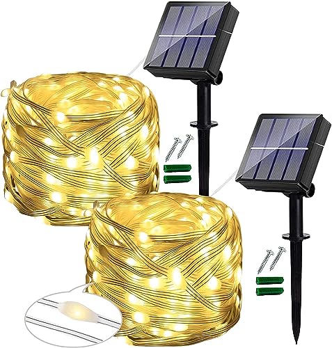 [2 Stück] Solar Lichterkette Außen, Ligarko 12M/120 LED，PVC wasserdichte, solar lichterkette für Garten, Balkon, Terrasse, Hochzeit, Party(Warmweiß) von Ligarko