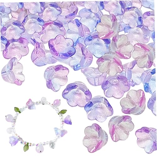 100pcs Glasblütenperlen, 7x12 mm lila Lilie der Talblumenperlen, DIY -Blumencharm für Schmuck Making -Halsketten -Ohrringe Armbänder, Glas von Ligeinsrk