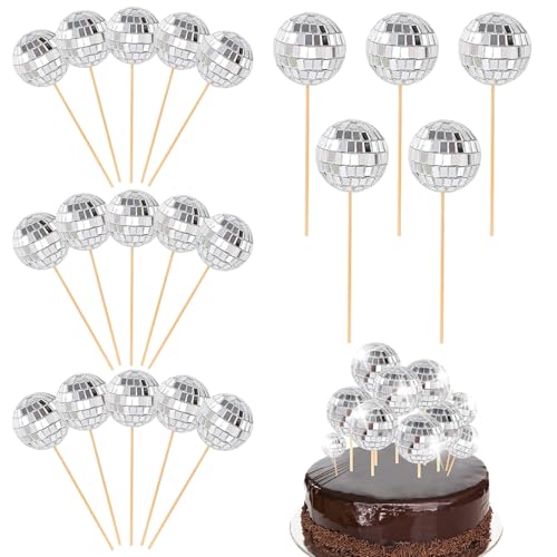 20pcs Disco Ball Cake Topper, 2 Größe Mini Disco -Bälle mit Holzstock -Kuchen -Topper zum Geburtstag 1970er Themenpartyzubehör, Ball, Mini -Bälle von Ligeinsrk