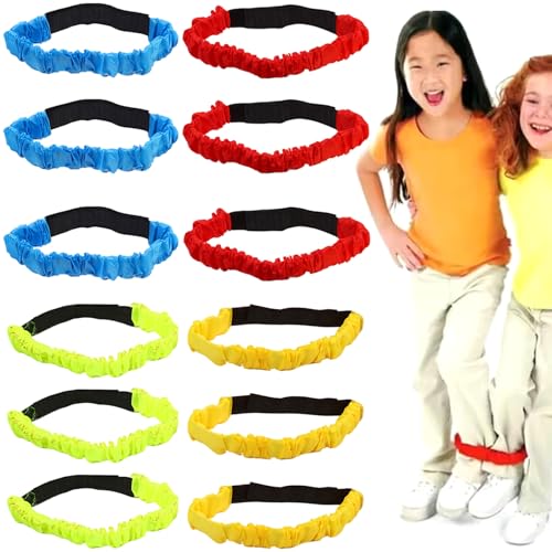 3 -legierte Rennbänder, 12pcs farbenfrohe dreibeinige Rennbänder, elastisches Krawattenseil für Kinder für Erwachsene Karnevals Feldtag, DREI, 3 von Ligeinsrk