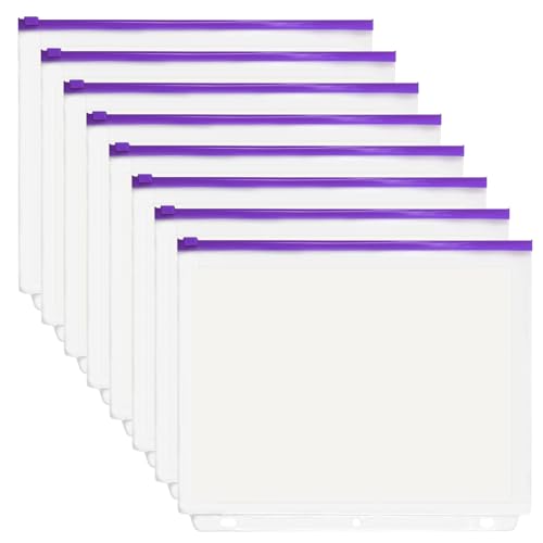 8pcs Bindemitteltaschen für 3 Ringbindemittel, klare PVC Reißverschluss Taschen, wasserdichte, rissbeständige Seitenschutzschützer für 3-Ring-Notebook-Losen-Blattbeutel Ordner von Ligeinsrk