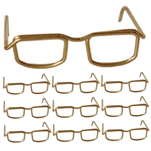 Ligeinsrk 10 Paar Puppenbrille Klassische Retro Golden Metal DIY Dekorative Mini -Brillen für Puppenhandwerk Cosplay -Foto -Requisiten, Puppe, Accessoires von Ligeinsrk
