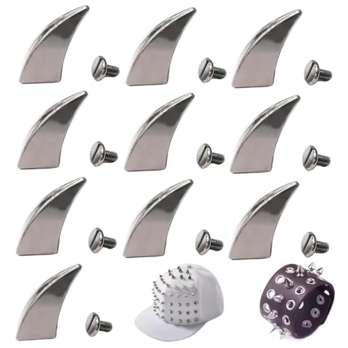 Ligeinsrk 10 Sets Bolzen und Spikes, Haifischflossenspikes für Kleidung, Punkflecken, Schraubennieten für DIY Punk -Style Leder -Kleidungszubehör Handwerk von Ligeinsrk