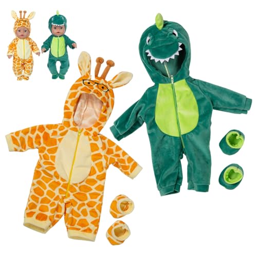 Ligeinsrk 18 Zoll Puppenkleidung 2 Sets Kapuze Cute Doll Kleidung Tier Design Puppen -Pyjama mit Schuhen Reißverschluss Schwanz DIY Dekorative amerikanische von Ligeinsrk