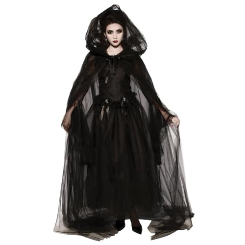 Ligeinsrk Hexenkostüm für Frauen 1 Set Vintage Renaissance bestickte Geisterbraut Kostüm gruseliger schwarzer Geist für Halloween, Cosplay, Spuk Mansion, xl von Ligeinsrk