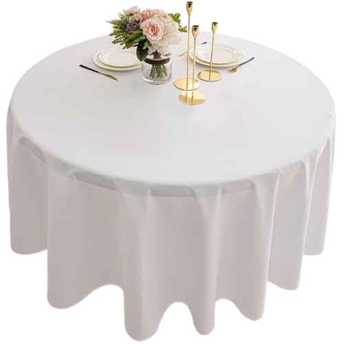 Runde Tischdecke 90 Zoll, wasserdichtes weißes runde Tischdecke, waschbarer Tischtuchabdeckung für die Hochzeitsfeiern Bankett Tabletop Dekor, 90 Zoll Runde Tischdecke 90 Zoll, wasserdichtes weißes runde Tischdecke, waschbarer Tischtuchabdeckung für die Hochzeitsfeiern Bankett Tabletop Dekor, 90 Zoll von Ligeinsrk
