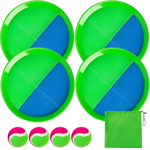 Toss and Catch Ball Set Interactive Beach Games Eltern-Kind-Pool-Spiele umfassen 4 Paddel und 4 Bälle im Freien für Kinder für Kinder Erwachsene von Ligeinsrk