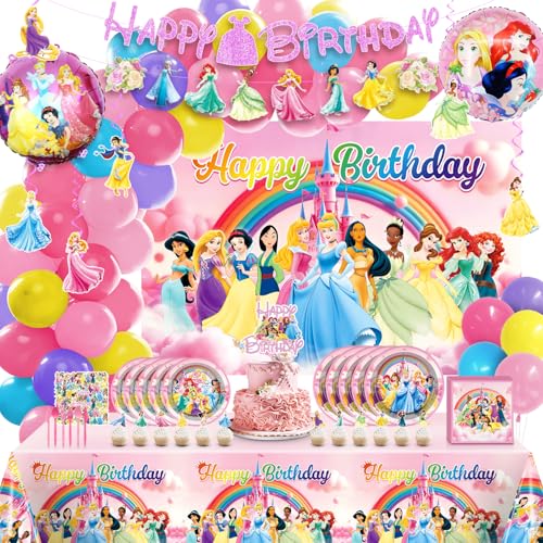 Prinzessin Geburtstag Party Dekorationen Ballonbogen Kit & Geschirr Set Tischdekorationen für Jugendliche von Liggue