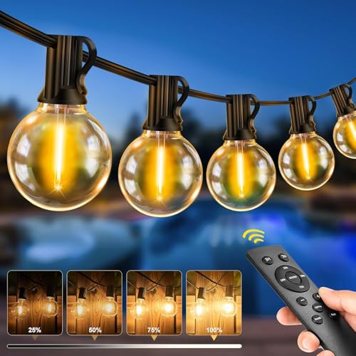 LED Lichterkette Außen Strom mit Fernbedienung, 20M - 65FT G40 Glühbirnen Dimmbar Outdoor Lichterkette, IP44 Wetterfest Warmweiß Aussen Lichterkette für Garten Terrasse Balkon Hochzeiten Party LED Lichterkette Außen Strom mit Fernbedienung, 20M - 65FT G40 Glühbirnen Dimmbar Outdoor Lichterkette, IP44 Wetterfest Warmweiß Aussen Lichterkette für Garten Terrasse Balkon Hochzeiten Party von Light-Brightly