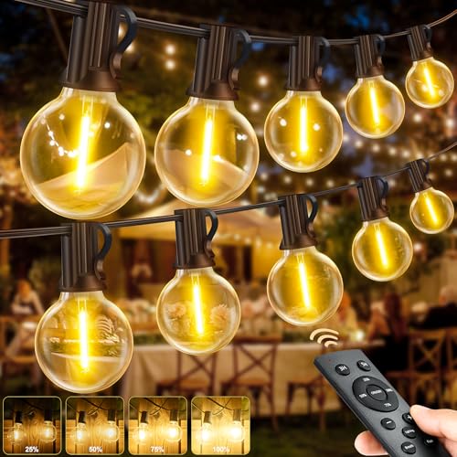 LED Lichterkette Außen Strom mit Fernbedienung, 60M - 200FT G40 Glühbirnen Dimmbar Outdoor Lichterkette, IP44 Wetterfest Warmweiß Aussen Lichterkette für Garten Terrasse Balkon Hochzeiten Party LED Lichterkette Außen Strom mit Fernbedienung, 60M - 200FT G40 Glühbirnen Dimmbar Outdoor Lichterkette, IP44 Wetterfest Warmweiß Aussen Lichterkette für Garten Terrasse Balkon Hochzeiten Party von Light-Brightly