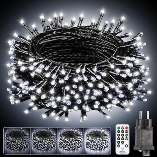 LED Lichterkette Außen Strom kaltweiss - 15M + 5M 150 LED Lichterketten Weihnachtsbaum Beleuchtung Innen Mit Timer/Stecker/Fernbedienung/8 Modi, Christmas Tree Lights Outdoor Für Balkon Garten Party von Light-Brightly