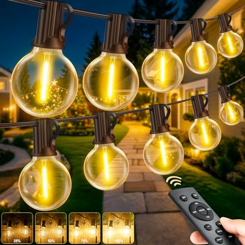 LED Lichterkette Außen Strom mit Fernbedienung, 30M - 100FT G40 Glühbirnen Dimmbar Outdoor Lichterkette, IP44 Wetterfest Warmweiß Aussen Lichterkette für Garten Terrasse Balkon Hochzeiten Party LED Lichterkette Außen Strom mit Fernbedienung, 30M - 100FT G40 Glühbirnen Dimmbar Outdoor Lichterkette, IP44 Wetterfest Warmweiß Aussen Lichterkette für Garten Terrasse Balkon Hochzeiten Party von Light-Brightly