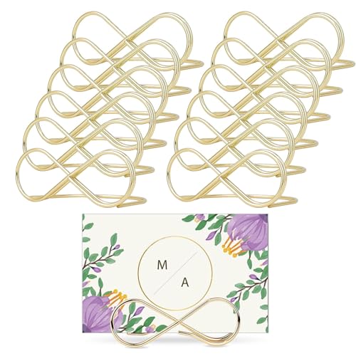 LightBeacon 12 Stück Tischkartenhalter, Menükartenhalter, Metall Hochzeit Tischkartenhalter, Tischnummern Hochzeit, Kartenhalter Hochzeit, für Party Hochzeit Restaurant(Gold) von LightBeacon