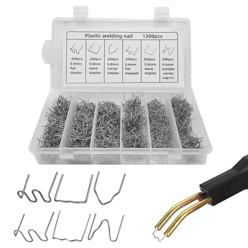 1200 Stück Edelstahl Hot Staples,Plastik Schweißen Heiße Heftklammern, 0,8mm / 0,6mm Schweiß-Zubehör,Stoßstangen-Reparatur set,für Auto Kunststoff Schweißen Reparatur 1200 Stück Edelstahl Hot Staples,Plastik Schweißen Heiße Heftklammern, 0,8mm / 0,6mm Schweiß-Zubehör,Stoßstangen-Reparatur set,für Auto Kunststoff Schweißen Reparatur von LightBeacon
