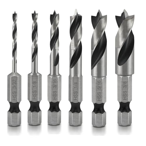 6 Stück Stubby Bohrer Set, Sechskant Bohrer, HSS Holzspiralbohrer Set, 1/4 Zoll Sechskantschaft Kurzer Bohrer Holzspiralbohrer, für Holz und weiche Metalle 6 Stück Stubby Bohrer Set, Sechskant Bohrer, HSS Holzspiralbohrer Set, 1/4 Zoll Sechskantschaft Kurzer Bohrer Holzspiralbohrer, für Holz und weiche Metalle von LightBeacon