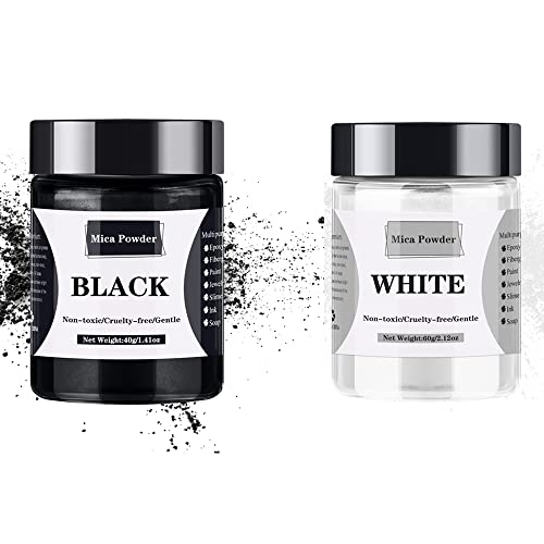 [60g weiß + 40g schwarz] Glimmerpulver - 100g Glimmerpulver für Epoxidharz, Pigmentpulver für Harz, Lidschatten, Seife, Nägel, Badekugeln usw. von LightStone