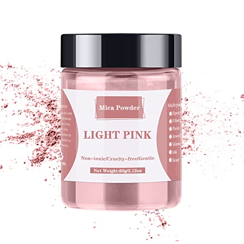 Glimmerpulver – 60 g Glimmerpulver für Epoxidharz, Perlen-Pulver für Harz, Lidschatten, Seife, Nägel, Badekugeln usw. (Hellrosa) von LightStone