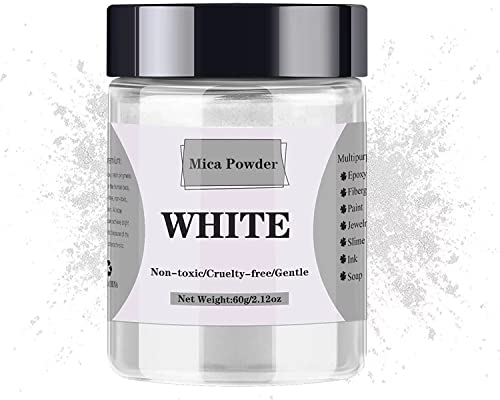 Glimmerpulver – 60 g Glimmerpulver für Epoxidharz – Perlpigment-Pulver Farbstoff für Harz/Lidschatten/Seifenherstellung/Nägel/Badekugeln usw. (weiß) von LightStone
